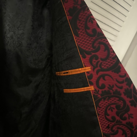 Men’s Floral Printed Blazers Casual Red Prom Party Blazer Jacket - Picture 4 of 5